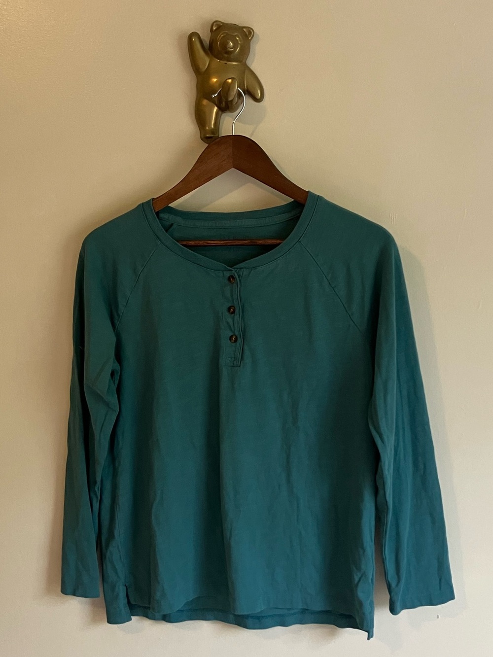 L.L.Bean Women’s Teal Long-Sleeve Henley Top